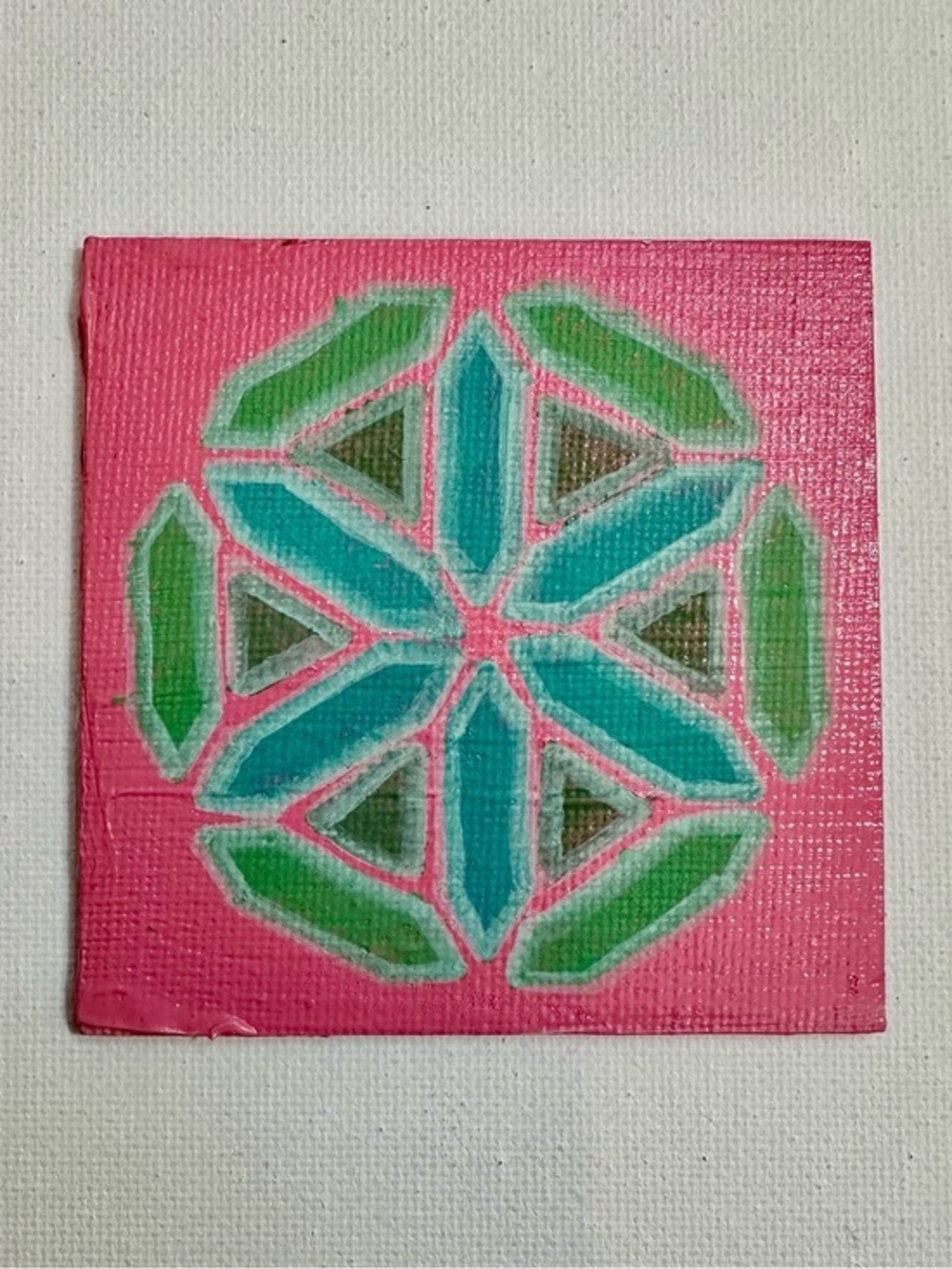 Pink Turquoise & Green Geometric Canvas Magnet